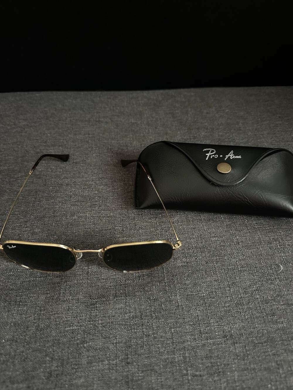 Pro-Acme PA 3548 Sunglasses Gold Tone Black Lens 54-21-145 w/ Original Case